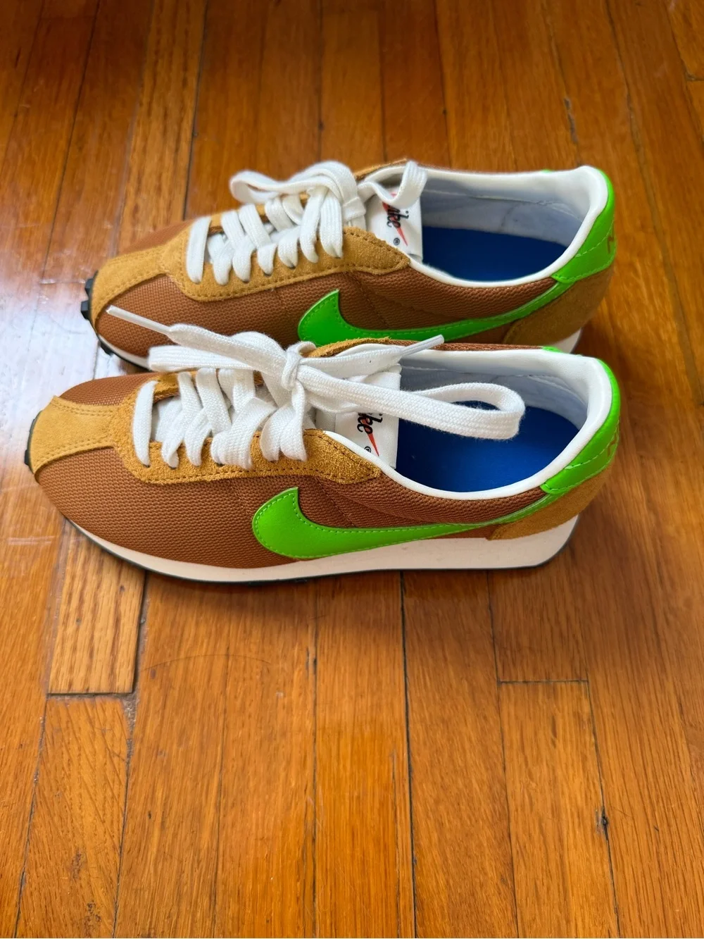 Nike Women’s Brown and Neon Green Retro Sneakers